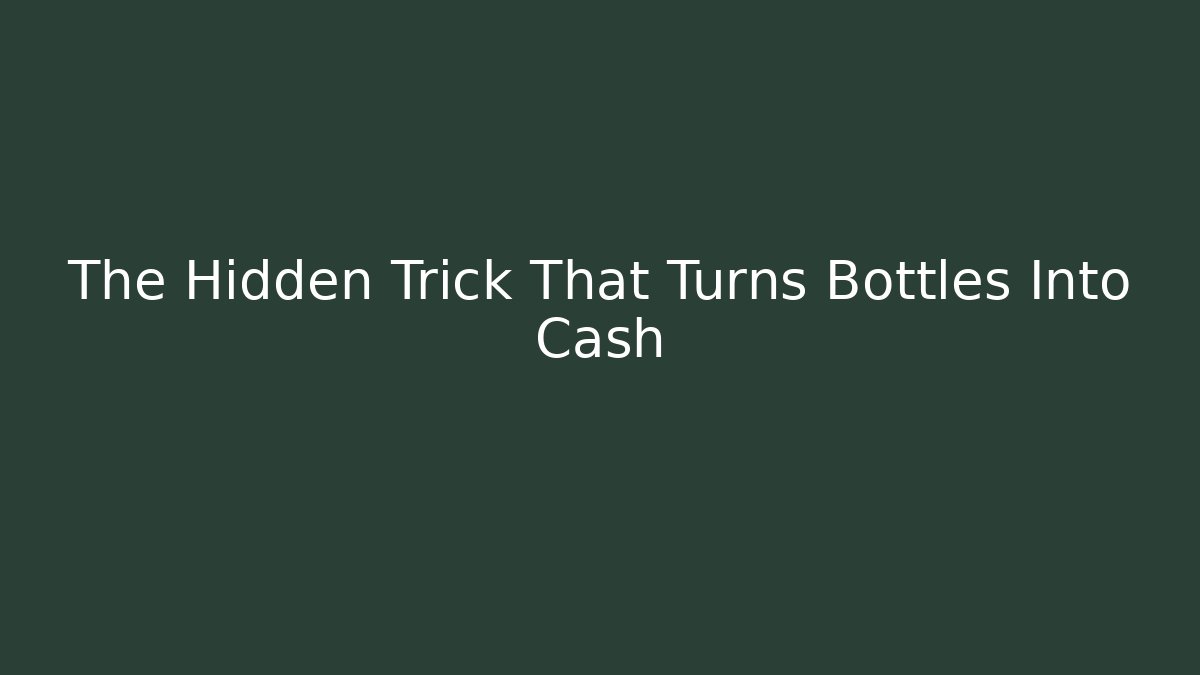 The Hidden Trick That Turns Bottles Into Cash