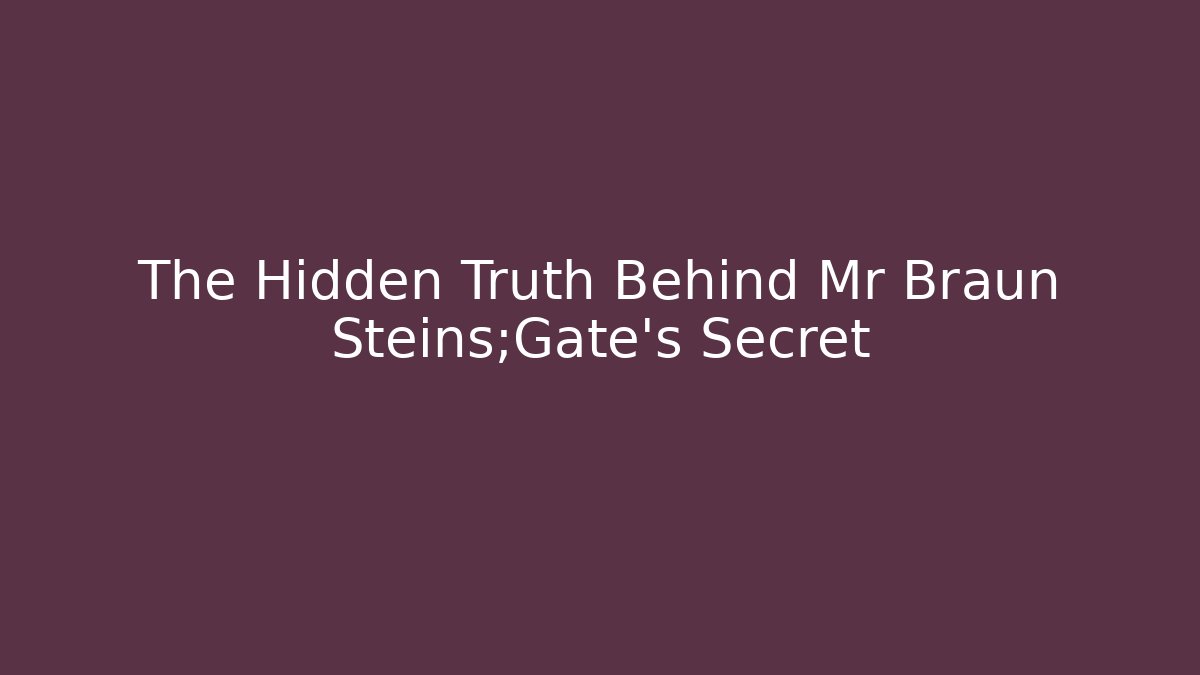 The Hidden Truth Behind Mr Braun Steins;Gate's Secret
