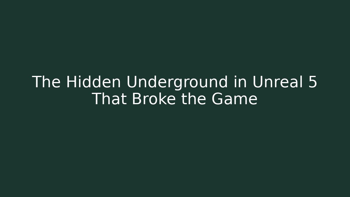 The Hidden Underground in Unreal 5 That Broke the Game
