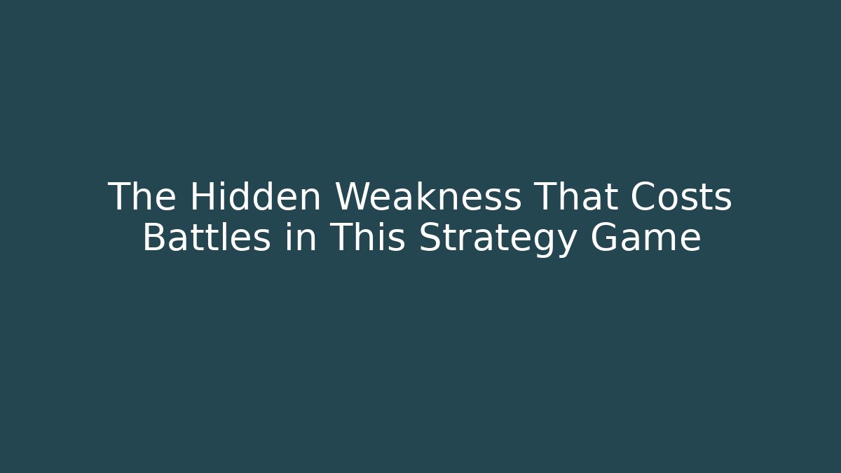 The Hidden Weakness That Costs Battles in This Strategy Game