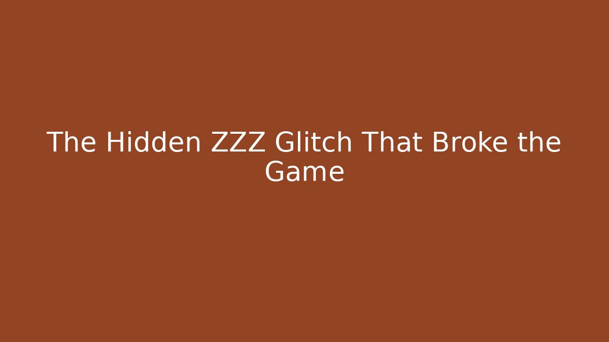 The Hidden ZZZ Glitch That Broke the Game - Critter Realm
