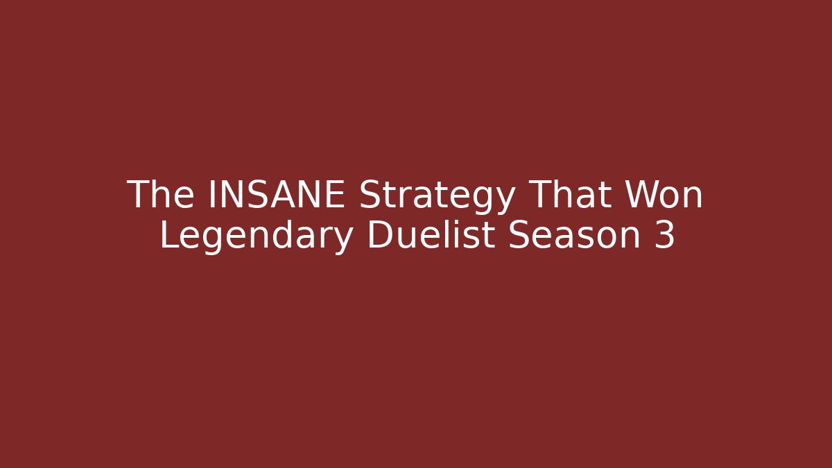The INSANE Strategy That Won Legendary Duelist Season 3 - Critter Realm