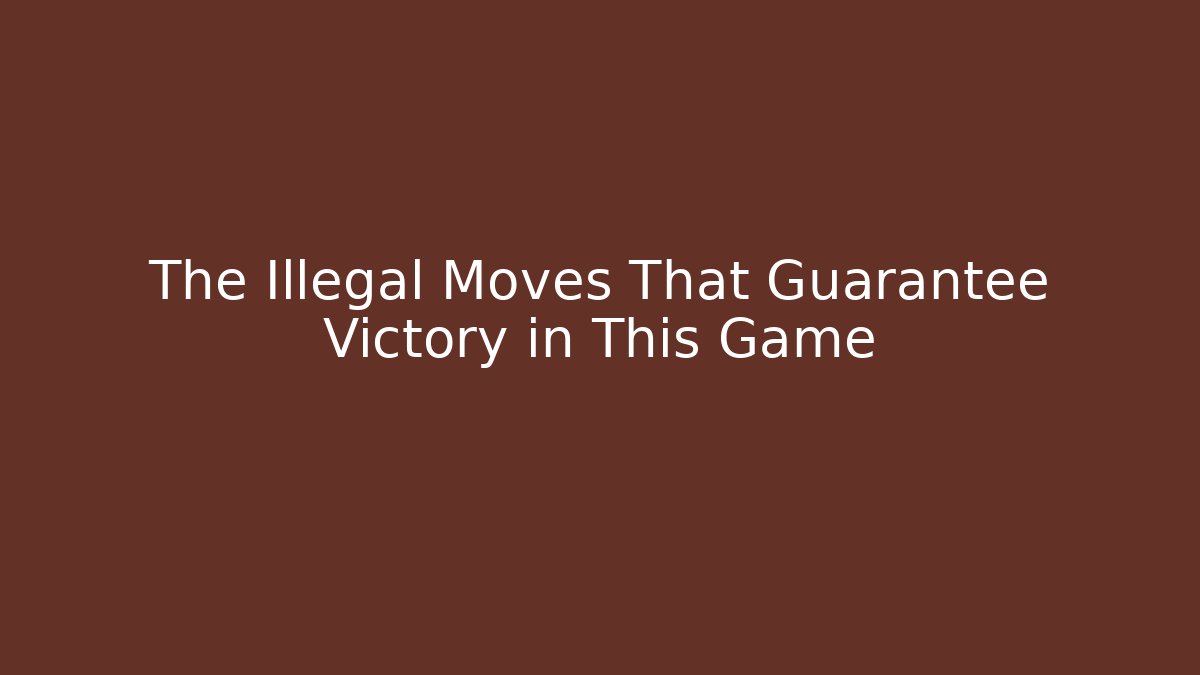 The Illegal Moves That Guarantee Victory in This Game