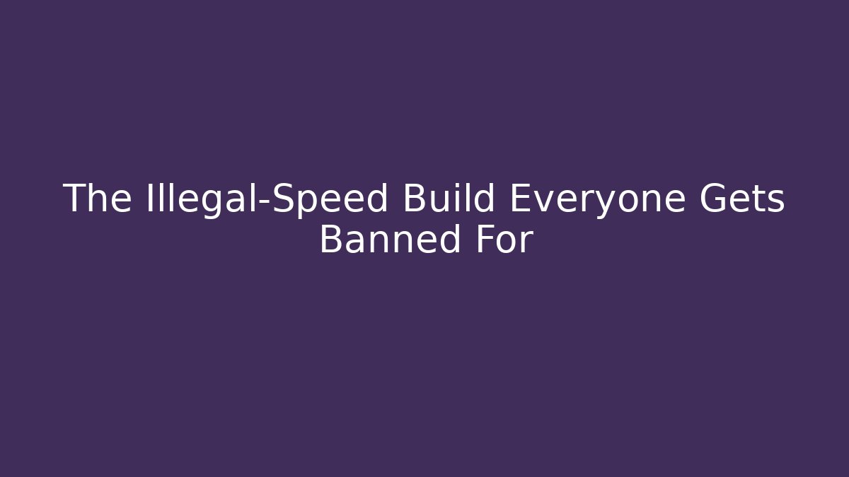 The Illegal-Speed Build Everyone Gets Banned For - Critter Realm