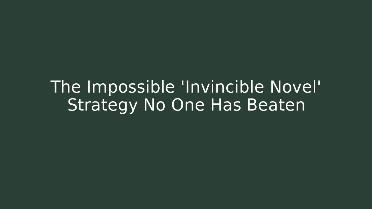 The Impossible 'Invincible Novel' Strategy No One Has Beaten - Critter Realm