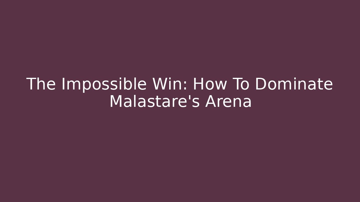 The Impossible Win: How To Dominate Malastare's Arena