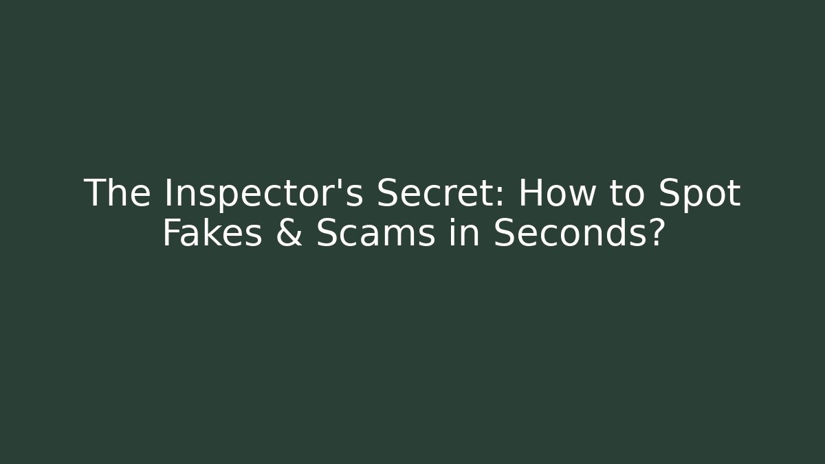 The Inspector’s Secret: How to Spot Fakes & Scams in Seconds?