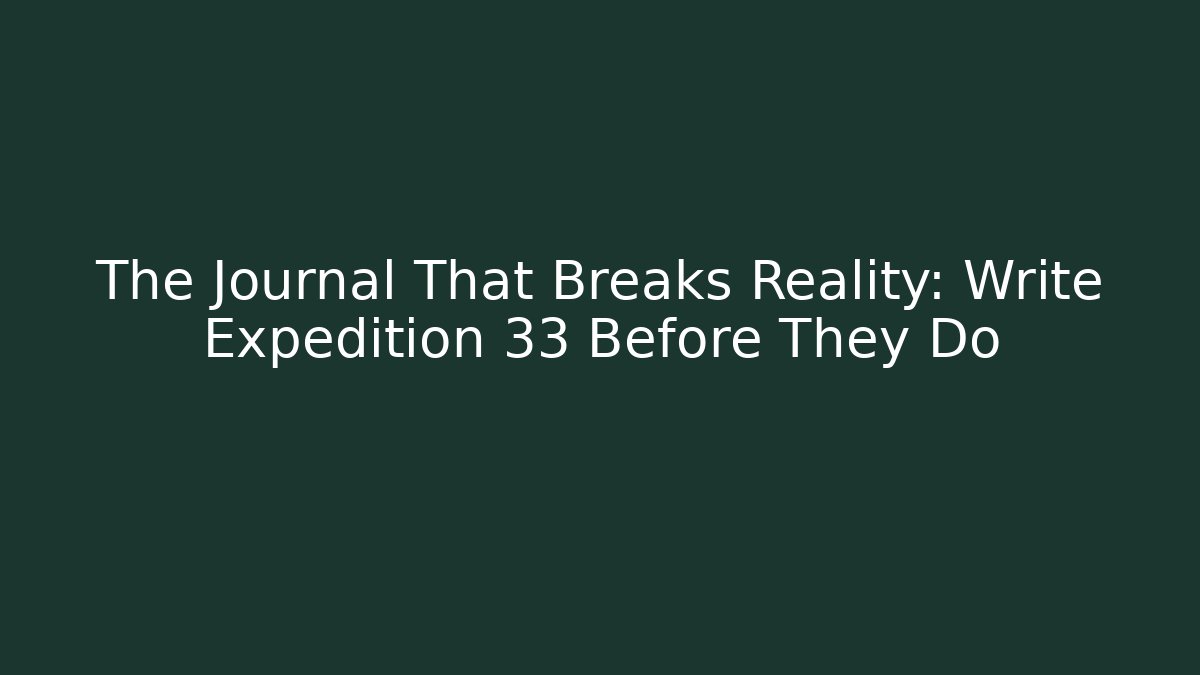 The Journal That Breaks Reality: Write Expedition 33 Before They Do - Critter Realm
