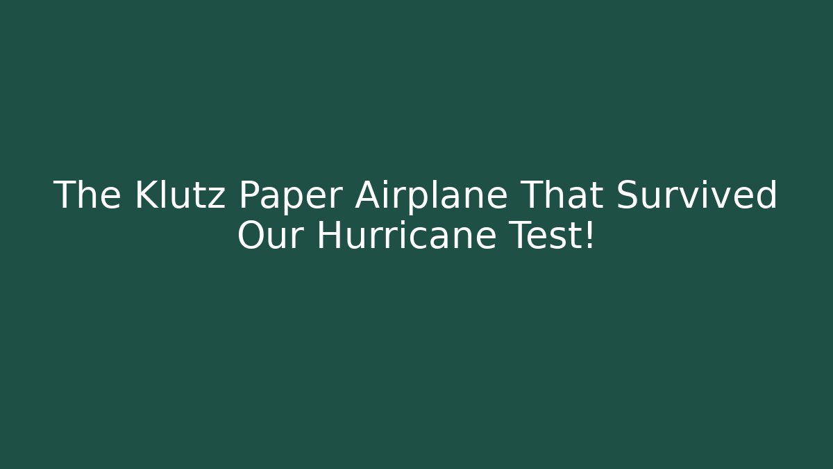 The Klutz Paper Airplane That Survived Our Hurricane Test!
