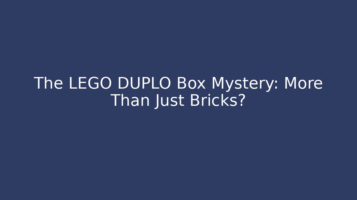 The LEGO DUPLO Box Mystery: More Than Just Bricks?