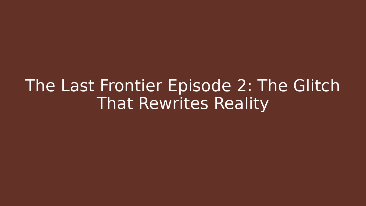 The Last Frontier Episode 2: The Glitch That Rewrites Reality