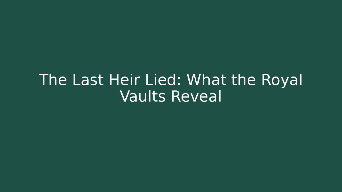The Last Heir Lied: What the Royal Vaults Reveal