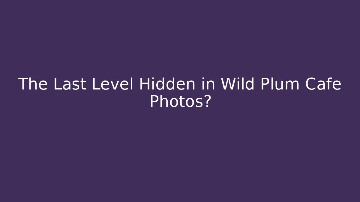 The Last Level Hidden in Wild Plum Cafe Photos?