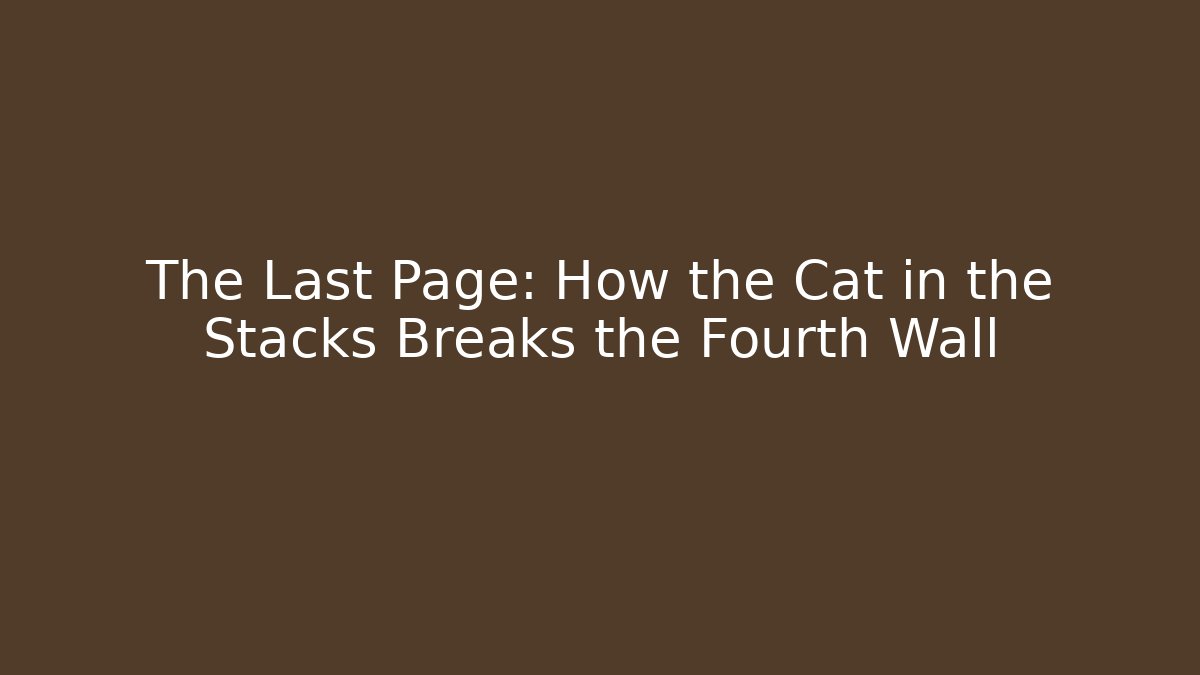 The Last Page: How the Cat in the Stacks Breaks the Fourth Wall