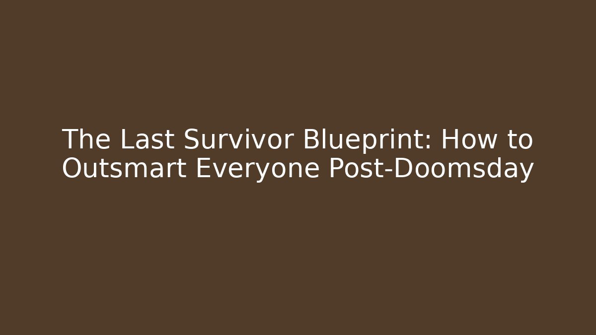 The Last Survivor Blueprint: How to Outsmart Everyone Post-Doomsday