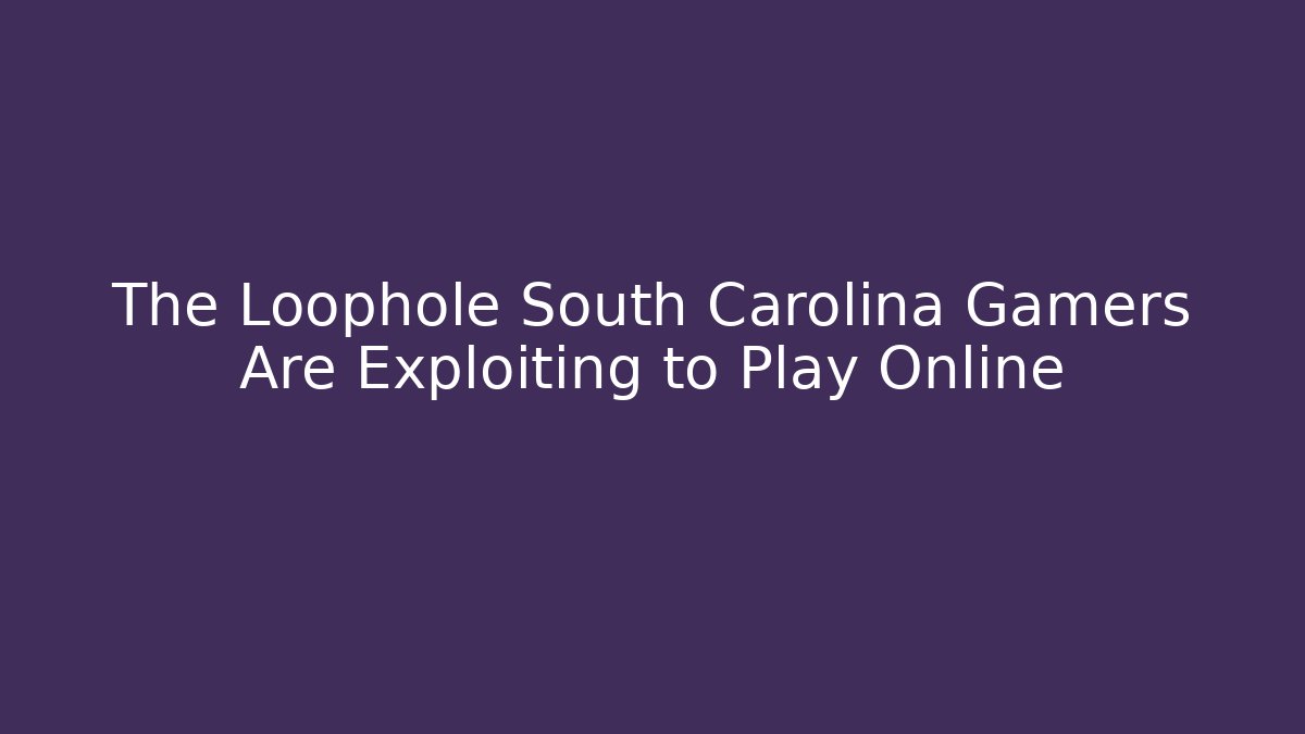 The Loophole South Carolina Gamers Are Exploiting to Play Online
