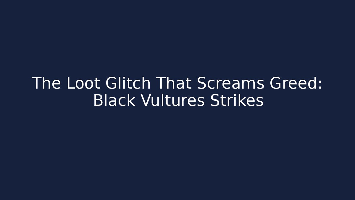 The Loot Glitch That Screams Greed: Black Vultures Strikes