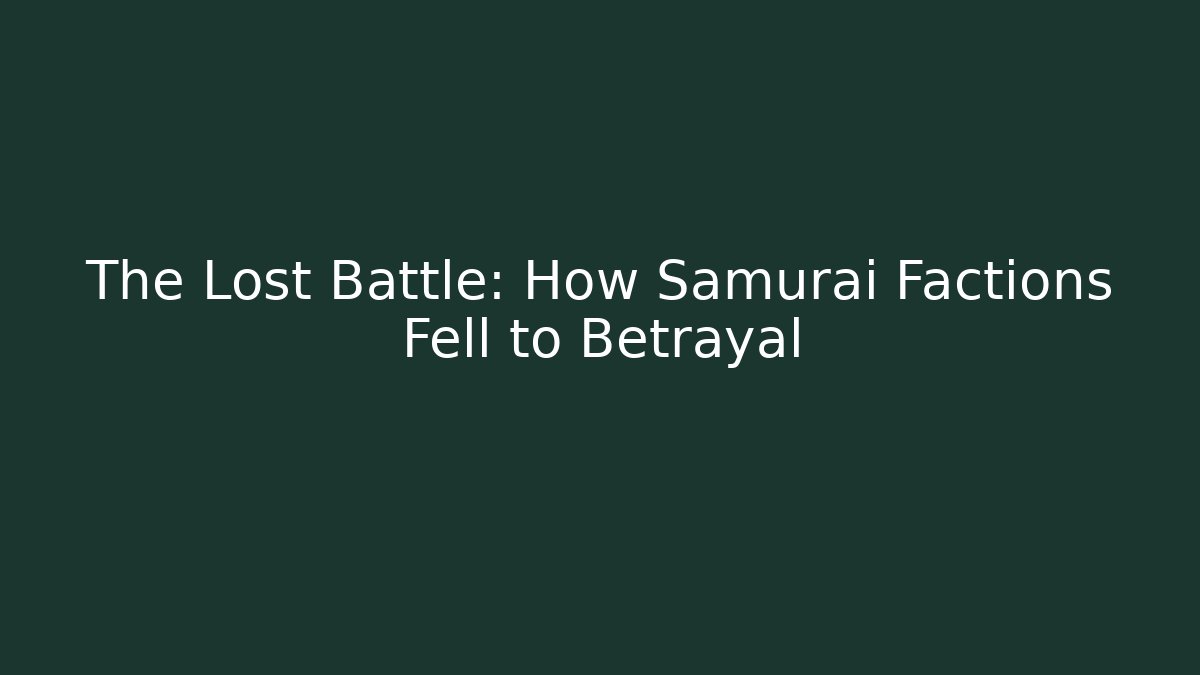 The Lost Battle: How Samurai Factions Fell to Betrayal