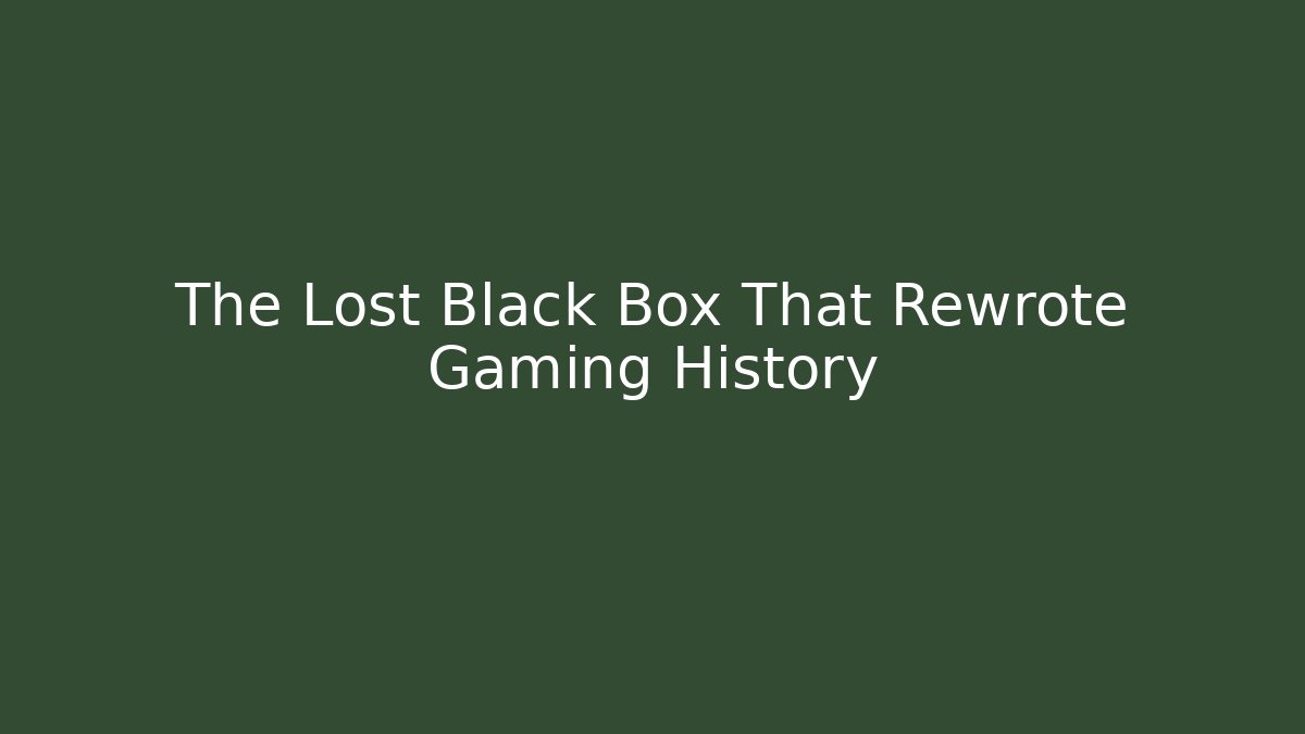 The Lost Black Box That Rewrote Gaming History