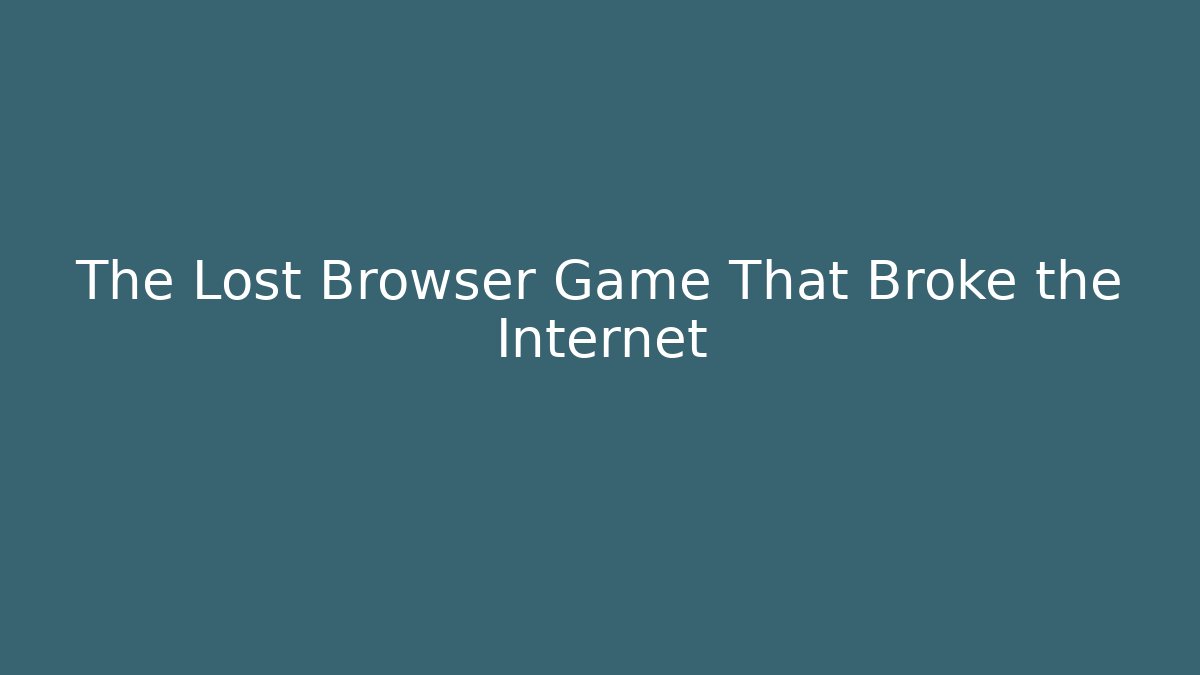The Lost Browser Game That Broke the Internet - Critter Realm