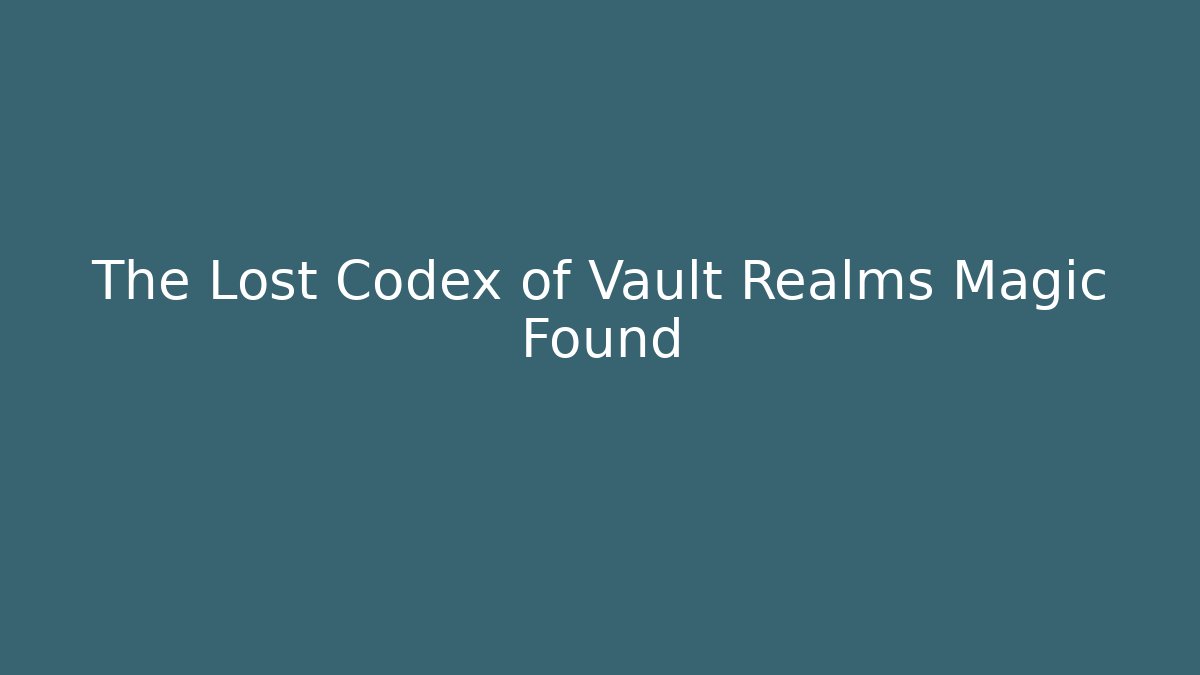 The Lost Codex of Vault Realms Magic Found