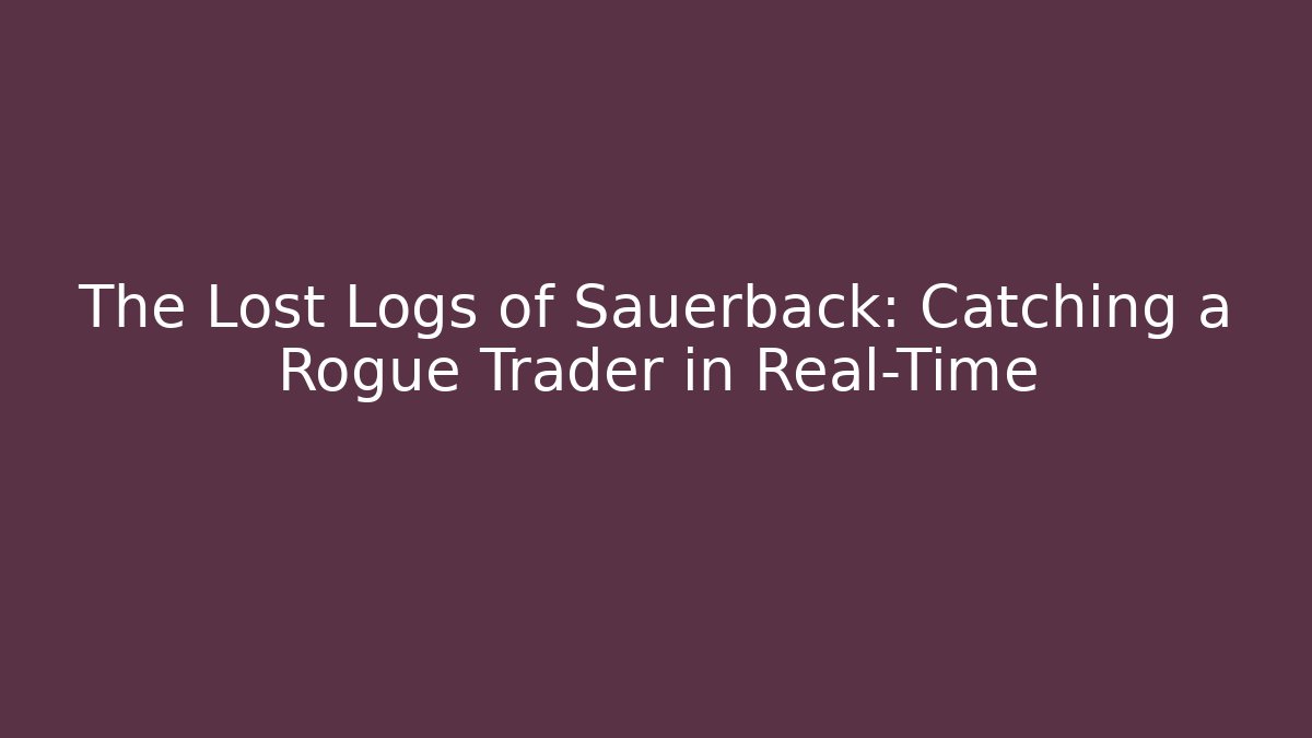 The Lost Logs of Sauerback: Catching a Rogue Trader in Real-Time - Critter Realm
