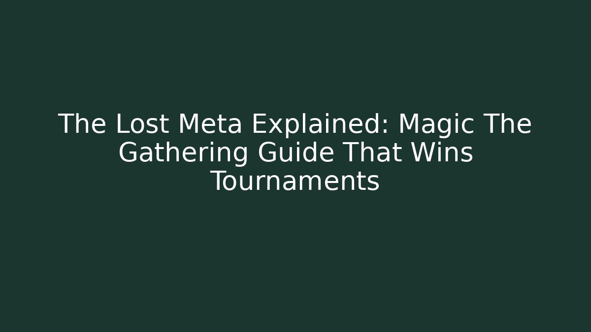 The Lost Meta Explained: Magic The Gathering Guide That Wins Tournaments