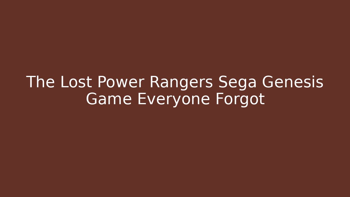The Lost Power Rangers Sega Genesis Game Everyone Forgot - Critter Realm
