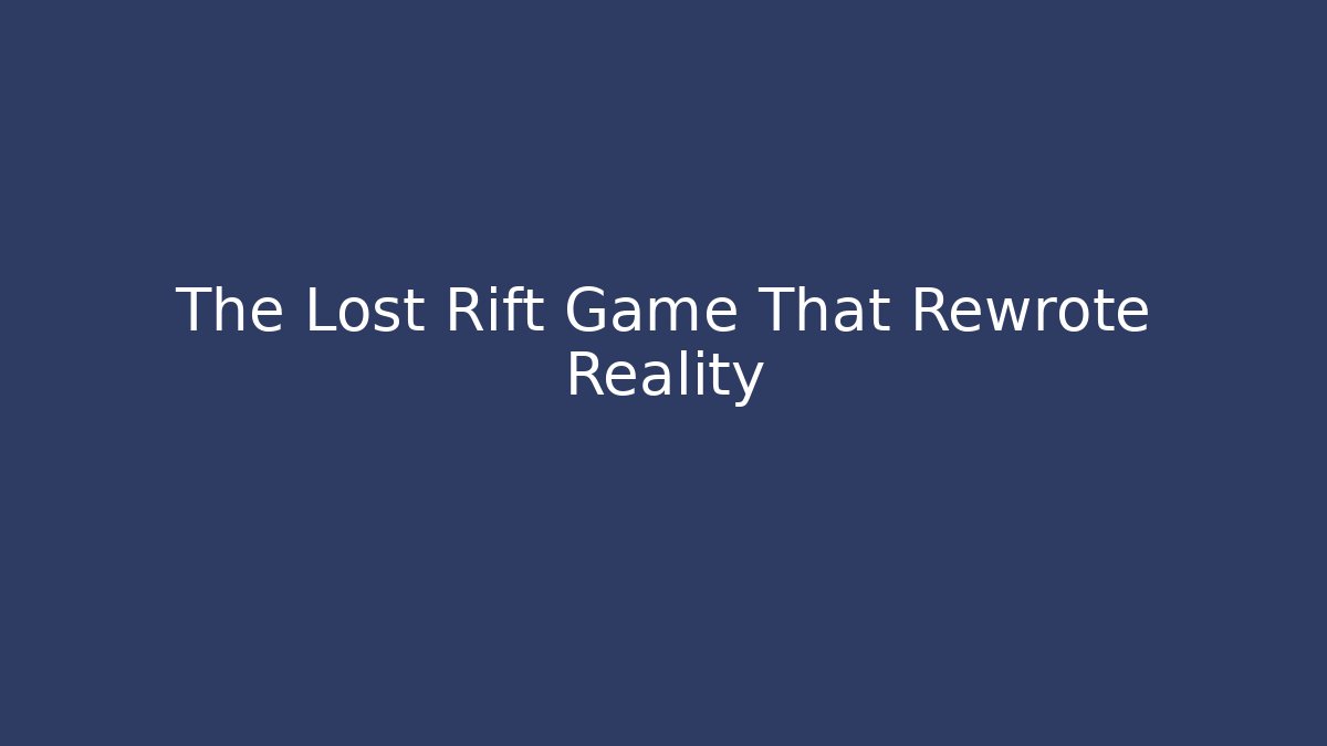 The Lost Rift Game That Rewrote Reality - Critter Realm
