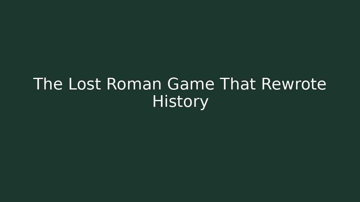 The Lost Roman Game That Rewrote History