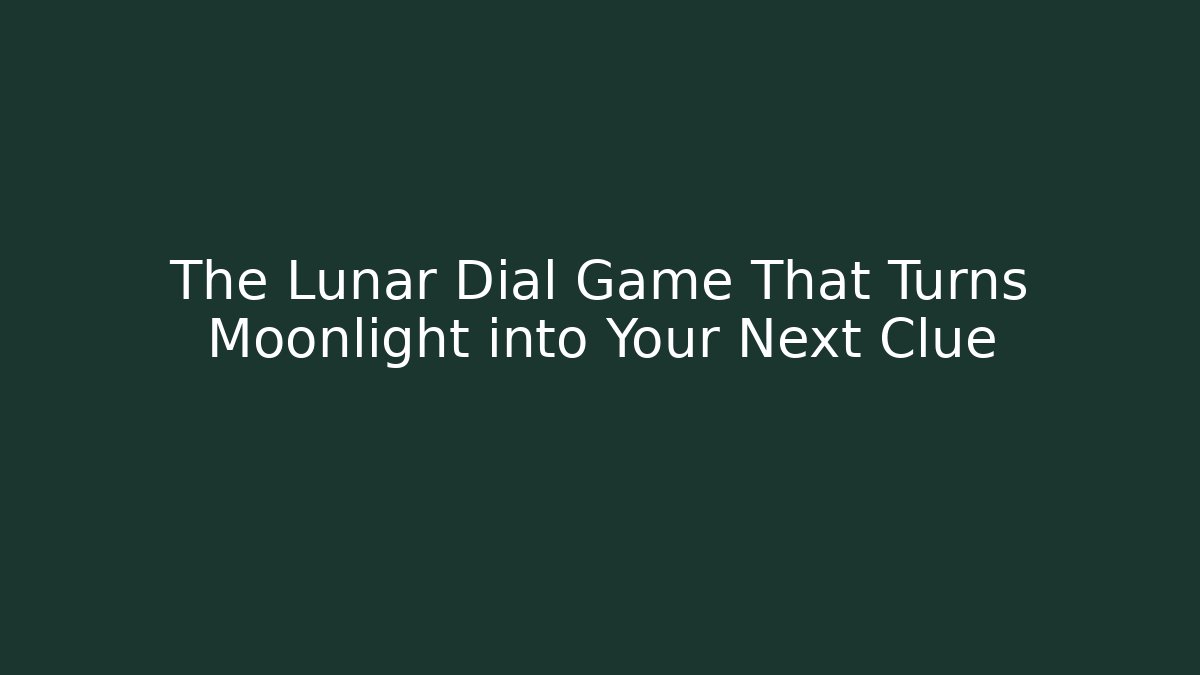 The Lunar Dial Game That Turns Moonlight into Your Next Clue