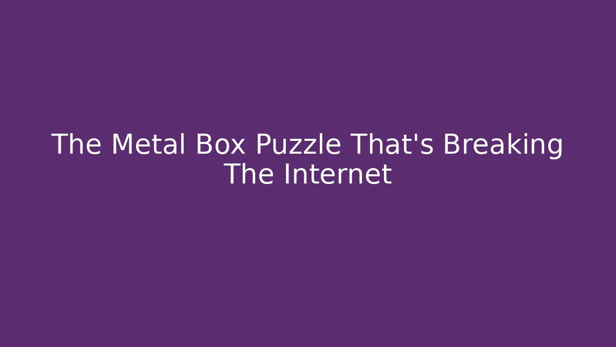 The Metal Box Puzzle That's Breaking The Internet