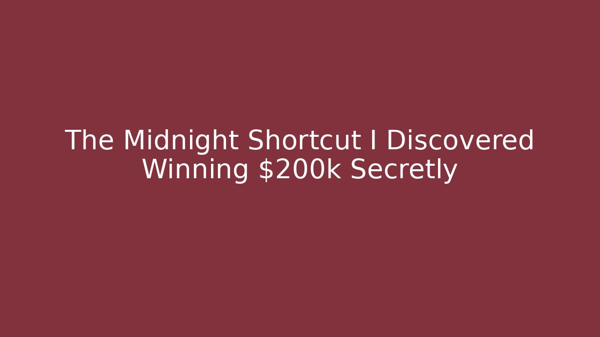 The Midnight Shortcut I Discovered Winning $200k Secretly