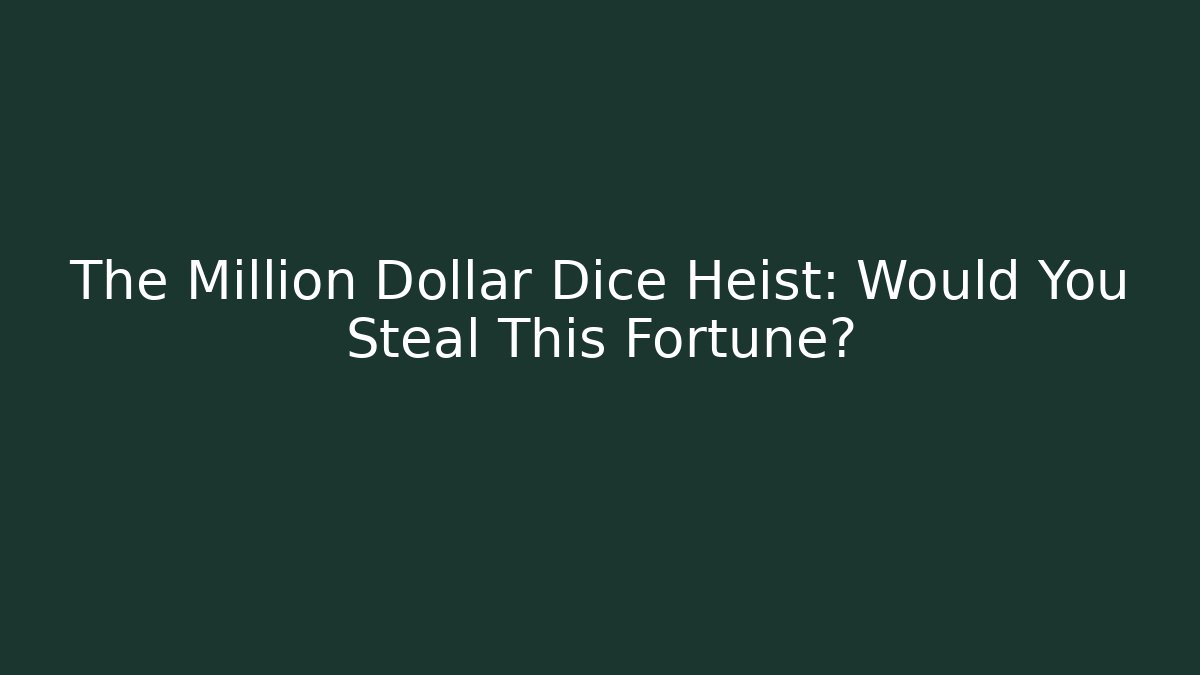 The Million Dollar Dice Heist: Would You Steal This Fortune?
