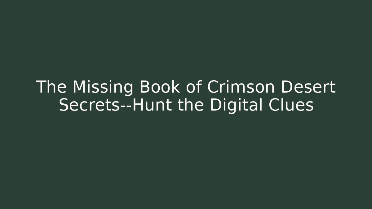 The Missing Book of Crimson Desert Secrets—Hunt the Digital Clues