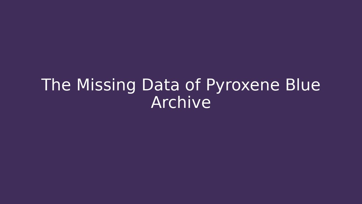 The Missing Data of Pyroxene Blue Archive