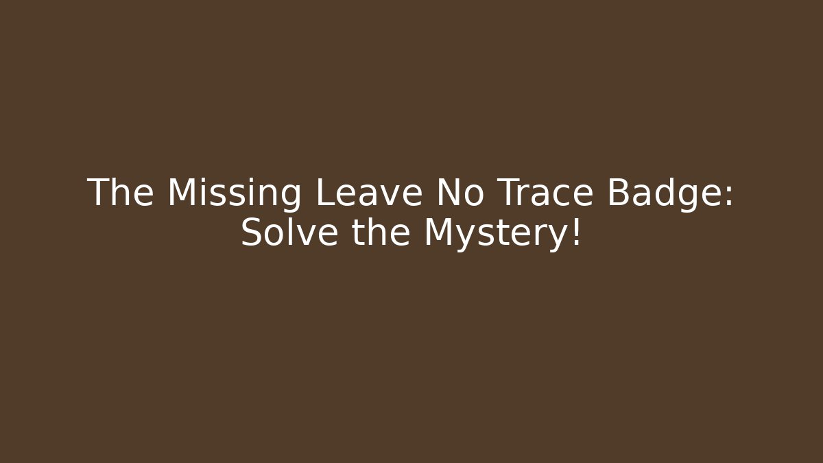 The Missing Leave No Trace Badge: Solve the Mystery!