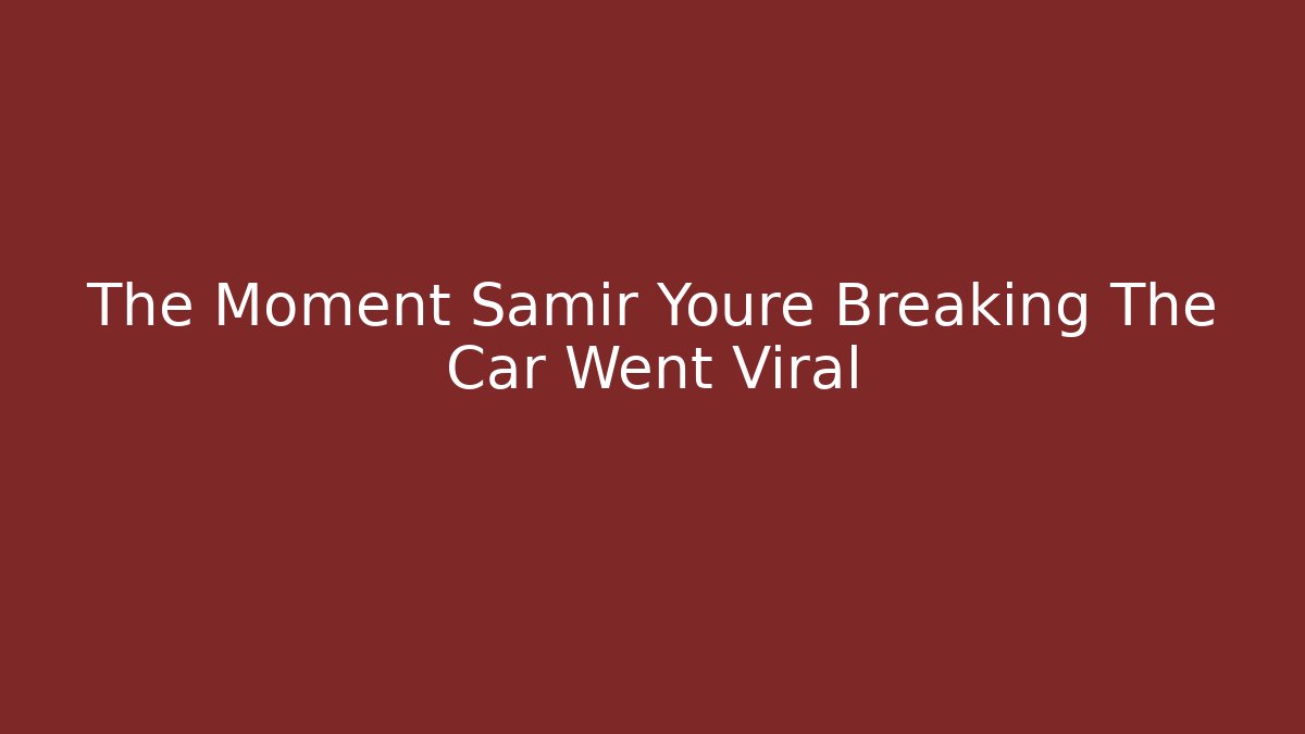 The Moment Samir Youre Breaking The Car Went Viral