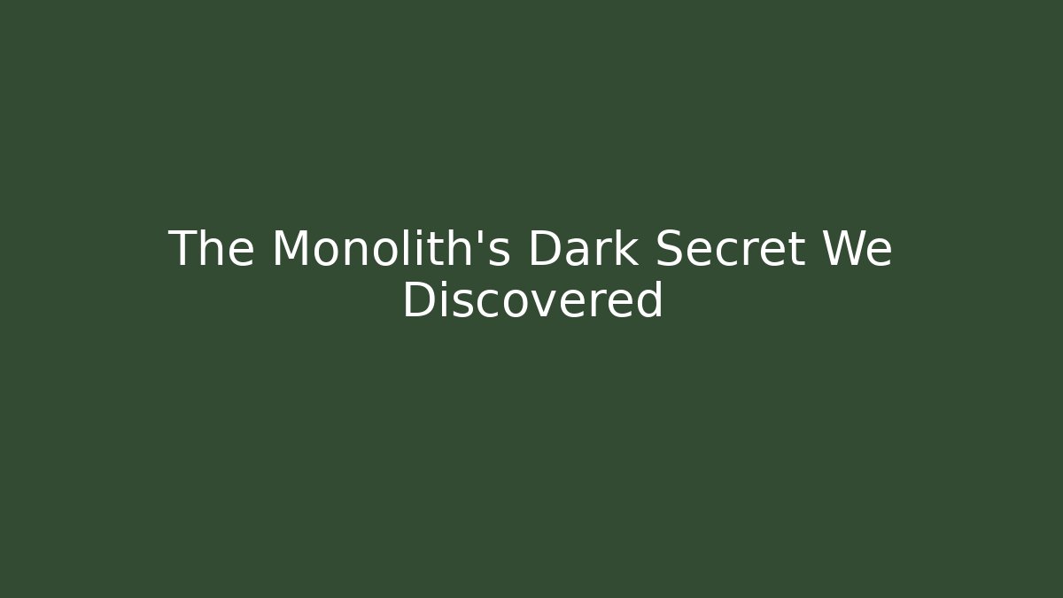 The Monolith's Dark Secret We Discovered - Critter Realm