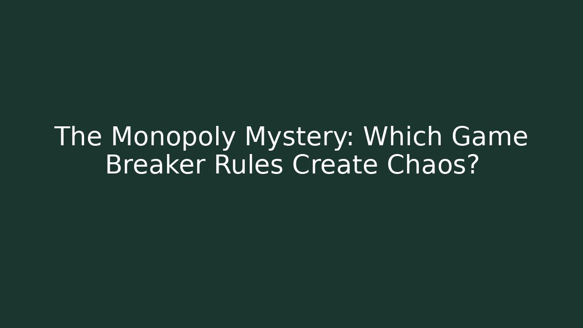 The Monopoly Mystery: Which Game Breaker Rules Create Chaos?