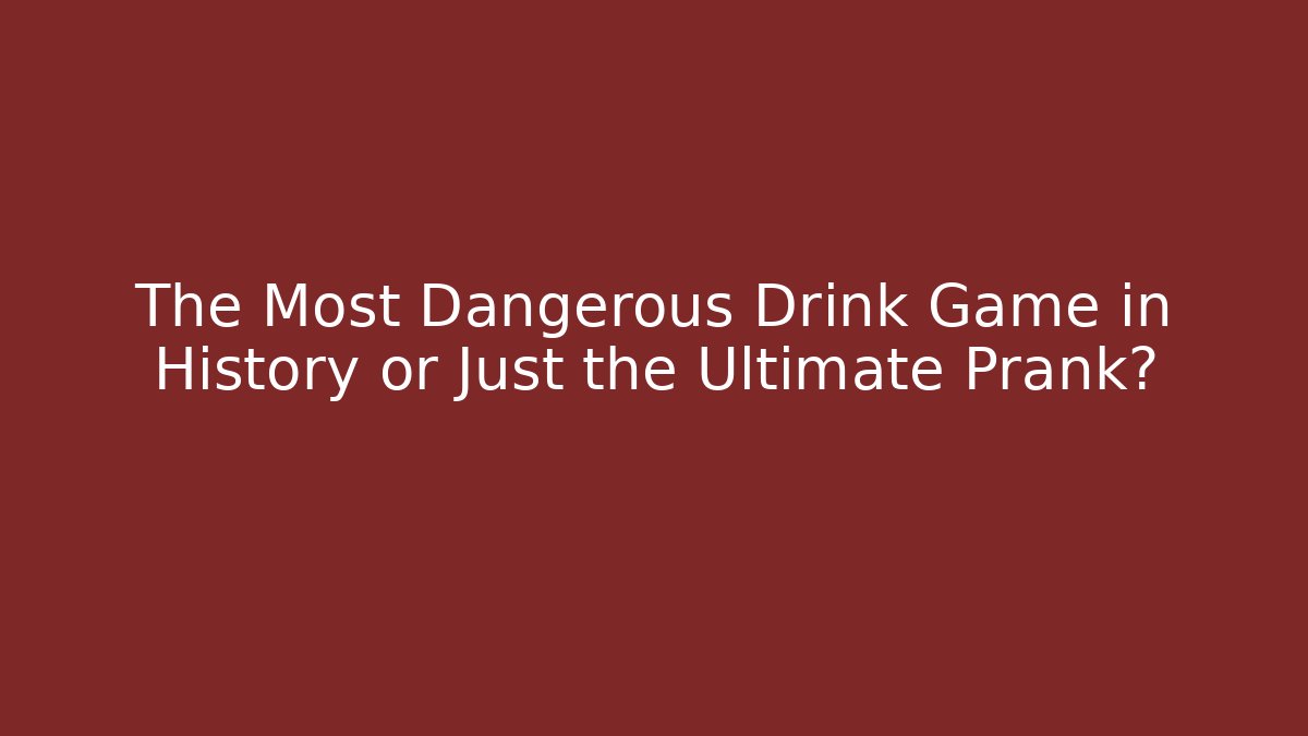 The Most Dangerous Drink Game in History or Just the Ultimate Prank?