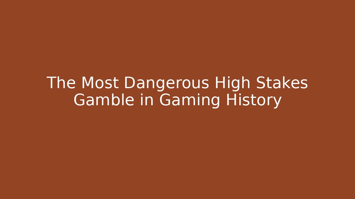 The Most Dangerous High Stakes Gamble in Gaming History - Critter Realm