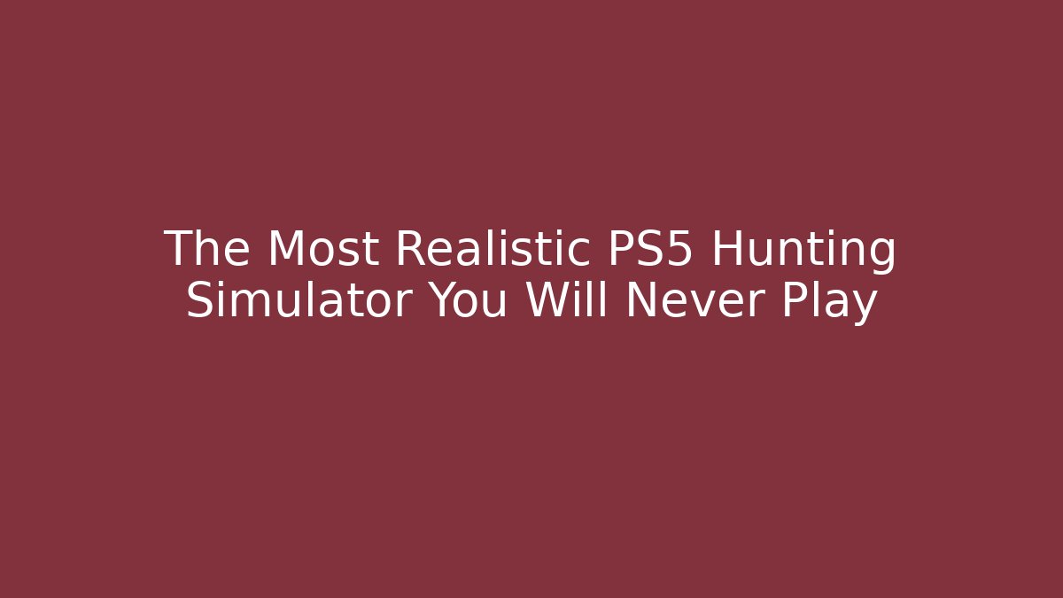 The Most Realistic PS5 Hunting Simulator You Will Never Play
