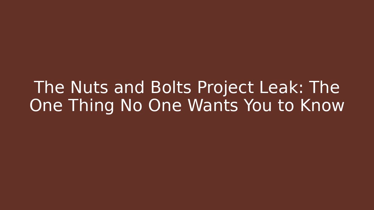 The Nuts and Bolts Project Leak: The One Thing No One Wants You to Know