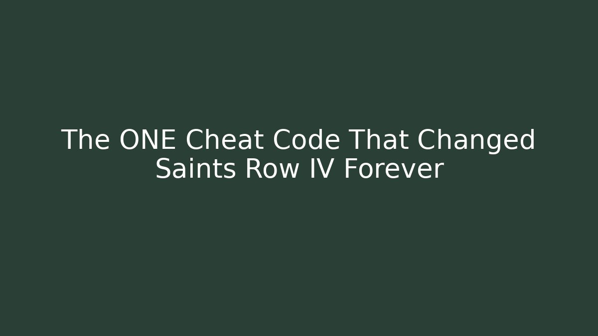 The ONE Cheat Code That Changed Saints Row IV Forever