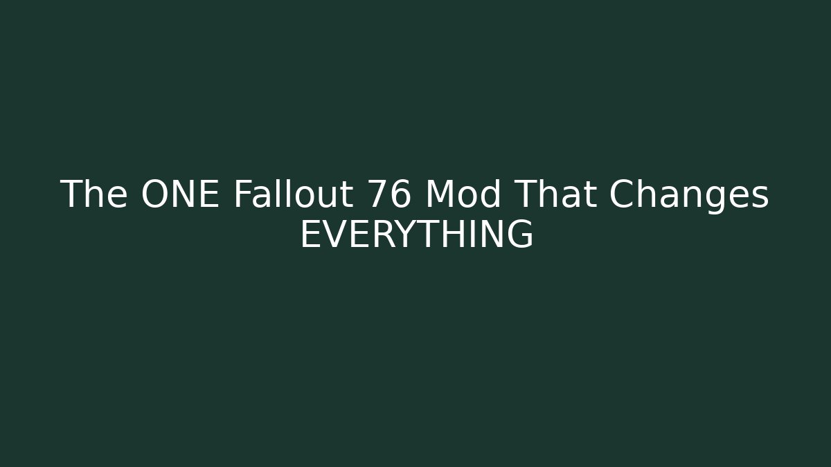 The ONE Fallout 76 Mod That Changes EVERYTHING - Critter Realm