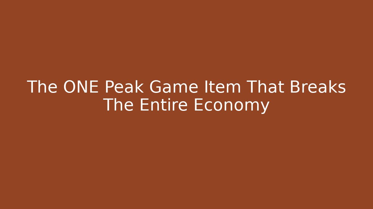 The ONE Peak Game Item That Breaks The Entire Economy - Critter Realm