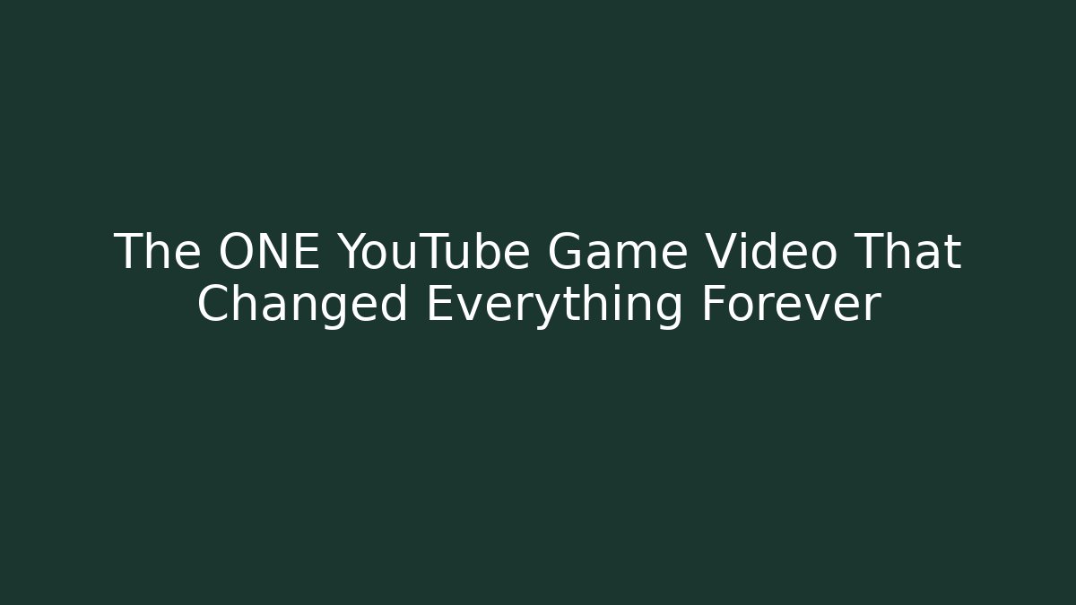 The ONE YouTube Game Video That Changed Everything Forever - Critter Realm