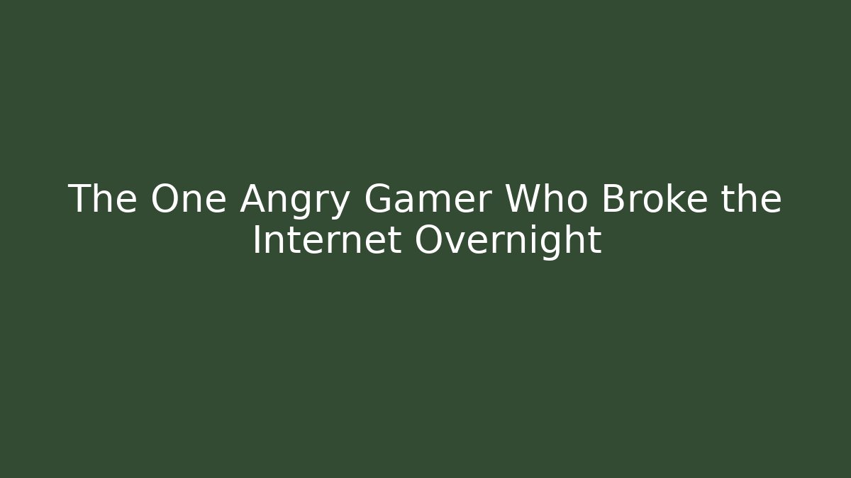 The One Angry Gamer Who Broke the Internet Overnight