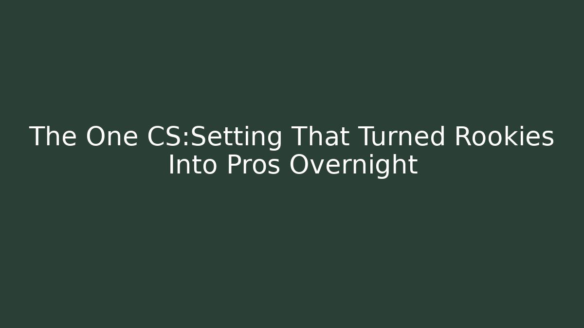 The One CS:Setting That Turned Rookies Into Pros Overnight